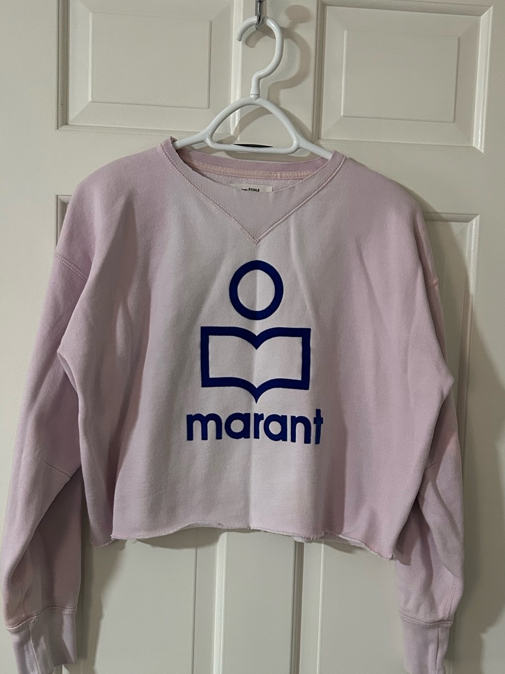 Isabel Marant Lilac Tie-Dye effect Cropped Logo Sweatshirt with Navy Print